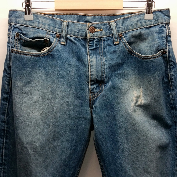 Levis 511 Jeans Mens Size 36x30 Blue Straight Leg Distressed Denim Pants GUC - Picture 2 of 11